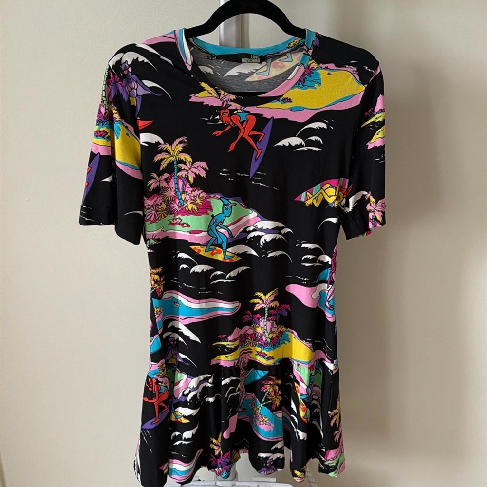 NWOT Love Moschino Alien surf black mini dress, size US 6